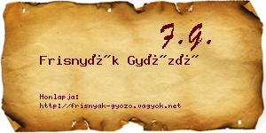 Frisnyák Győző névjegykártya